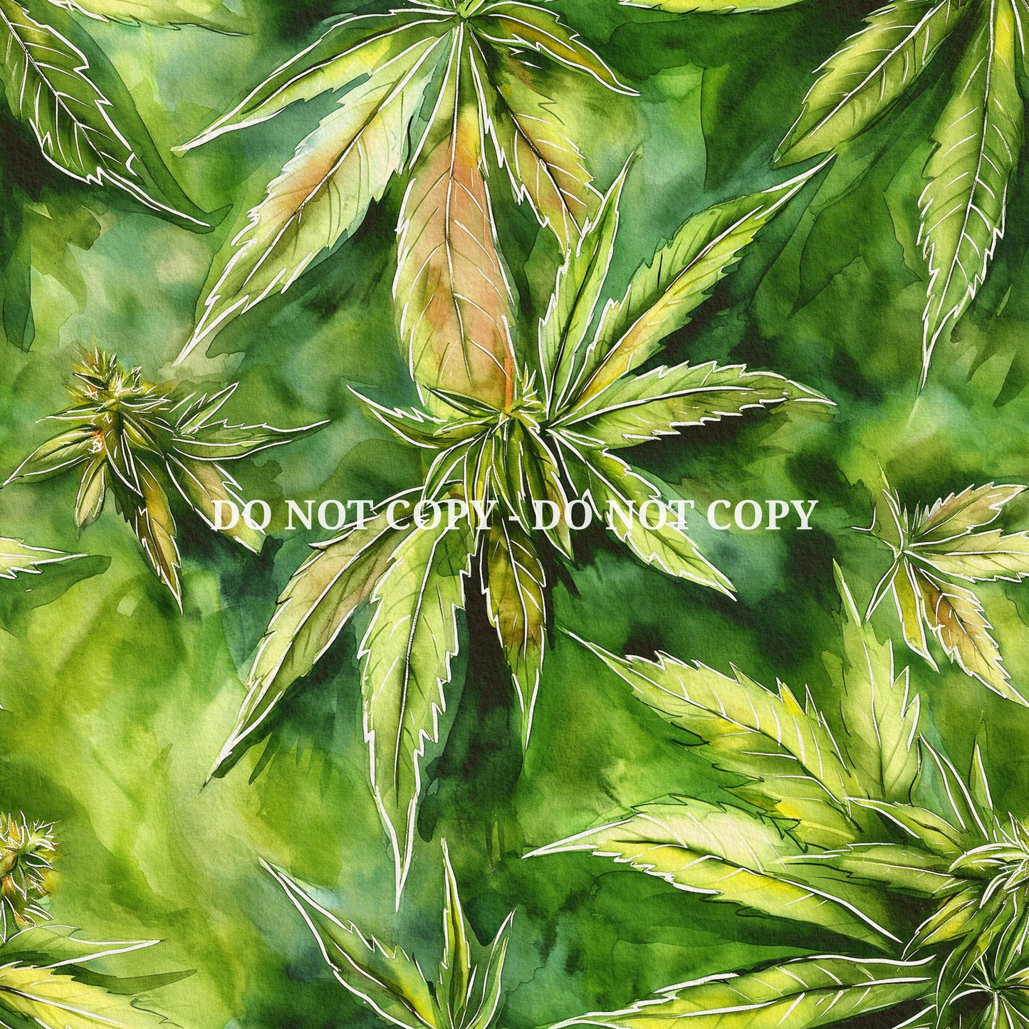 CANNABIS WATERCOLOR PATTERN VINYL - MULTIPLE VARIATIONS