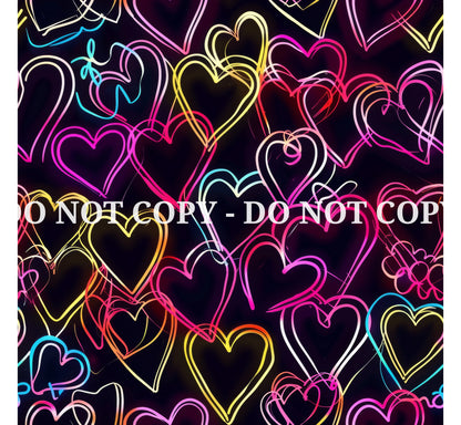 NEON GRAFFITI HEARTS PATTERN VINYL - MULTIPLE VARIATIONS