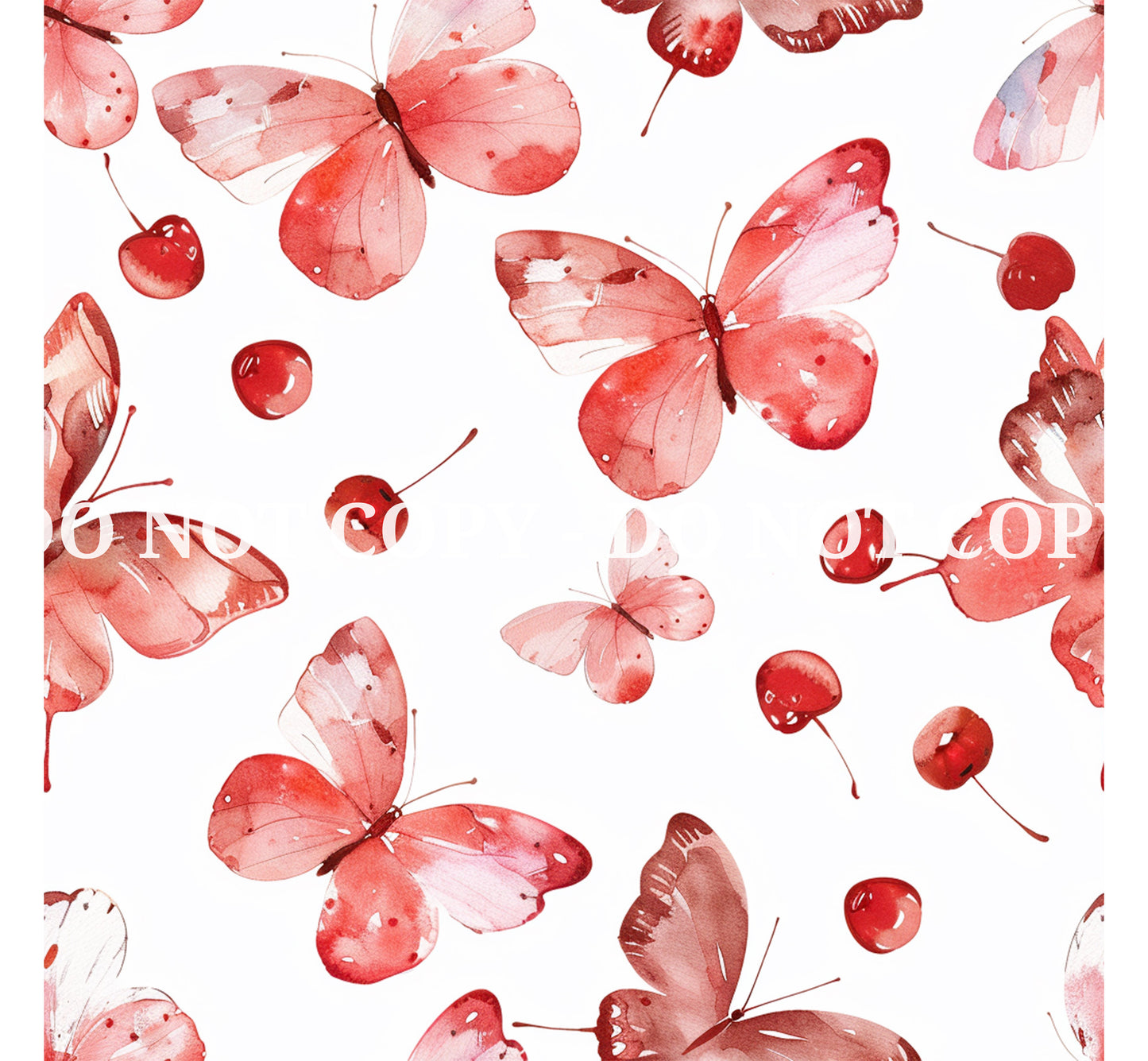 WATERCOLOR CHERRY GARDEN PATTERN VINYL - MULTIPLE VARIATIONS