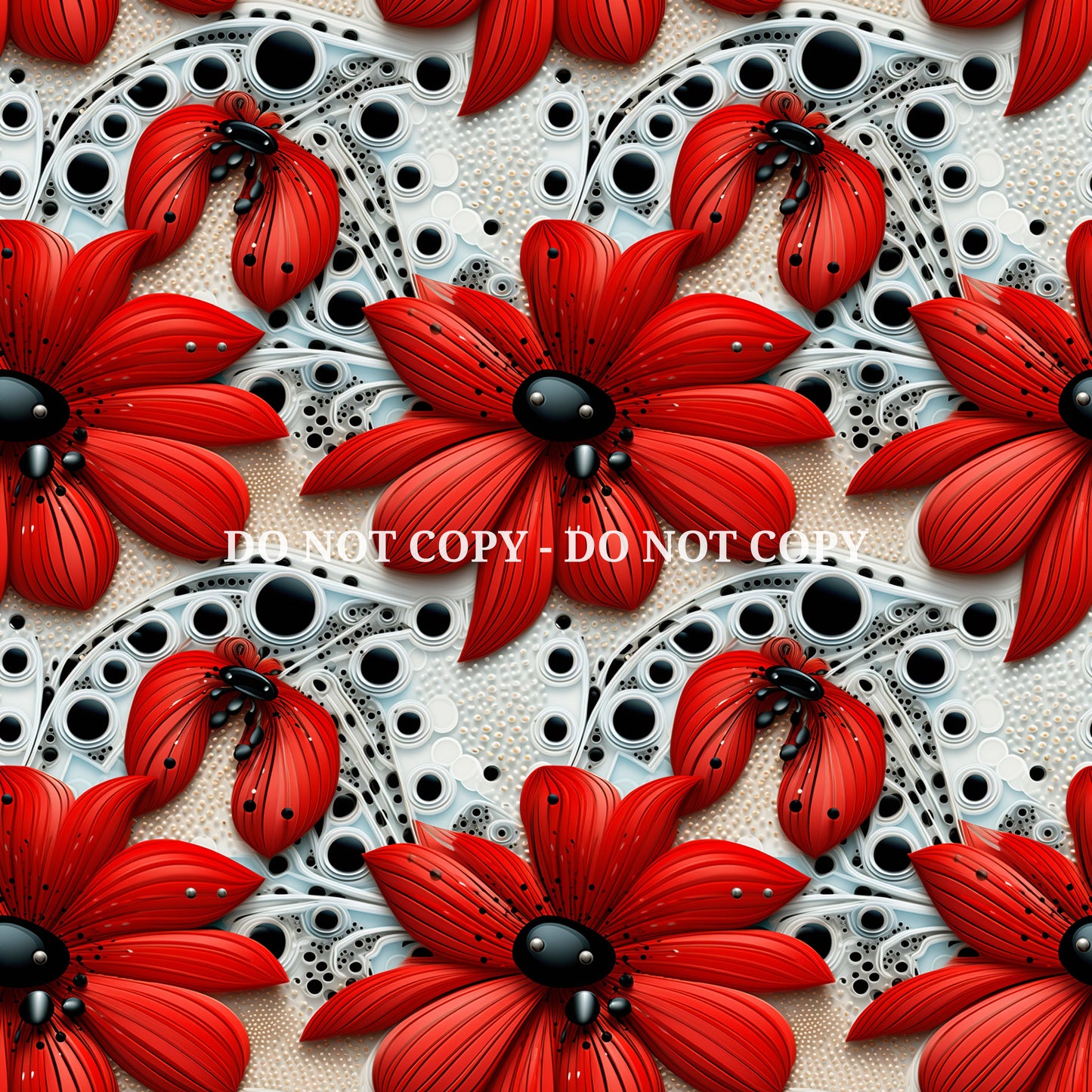 LADYBUG FLOWERS PATTERN VINYL - MULTIPLE VARIATIONS