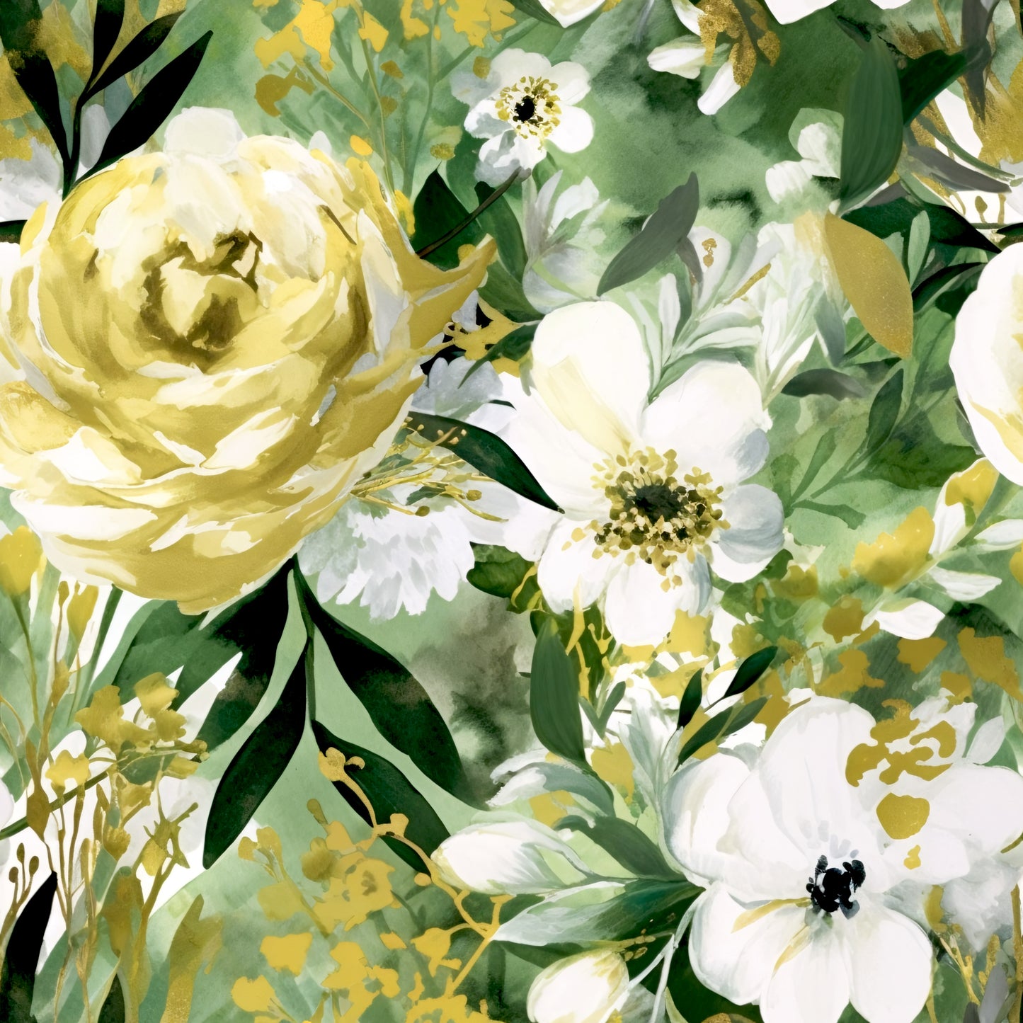 GREEN FLORAL PAINT - MULTIPLE VARIATIONS