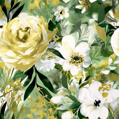 GREEN FLORAL PAINT - MULTIPLE VARIATIONS