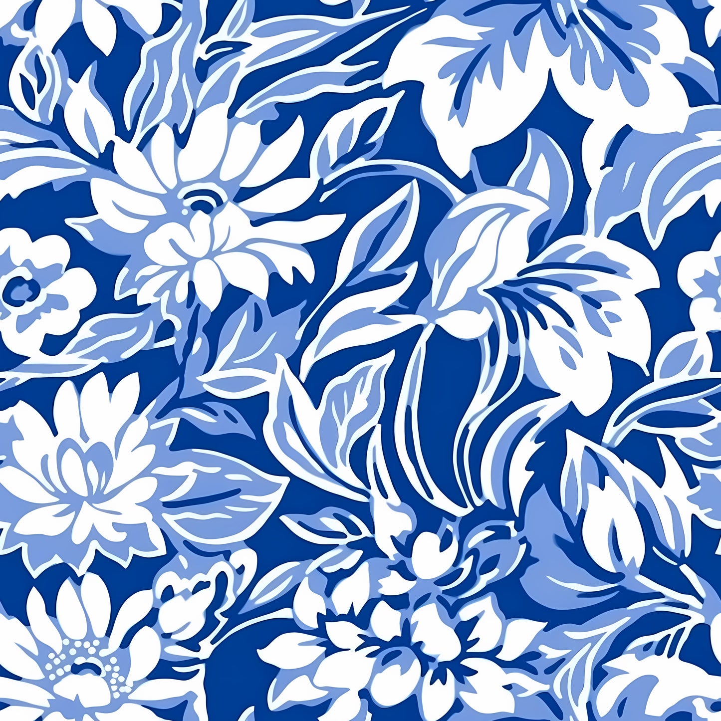 PREPPY WHITE AND BLUE FLORAL - MULTIPLE VARIATIONS