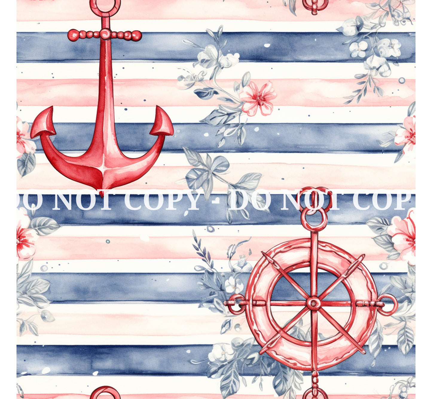 NAUTICAL WATERCOLOR PATTERN VINYL - MULTIPLE VARIATIONS