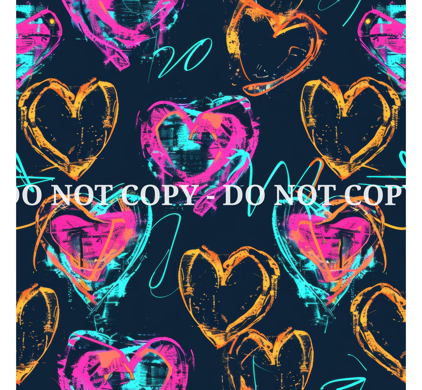 NEON GRAFFITI HEARTS PATTERN VINYL - MULTIPLE VARIATIONS