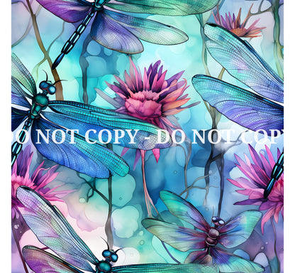 ALCOHOL INK DRAGONFLY PATTERN VINYL - MULTIPLE VARIATIONS