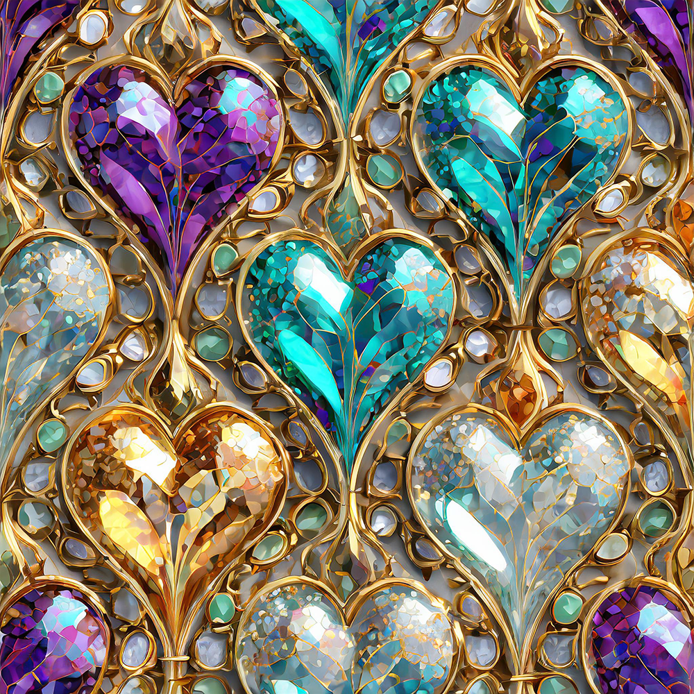 JEWEL HEARTS PATTERN VINYL - MULTIPLE VARIATIONS