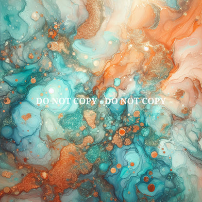 TEAL AND ORANGE ALCOHOL INK - MULTIPLE VARIATIONS