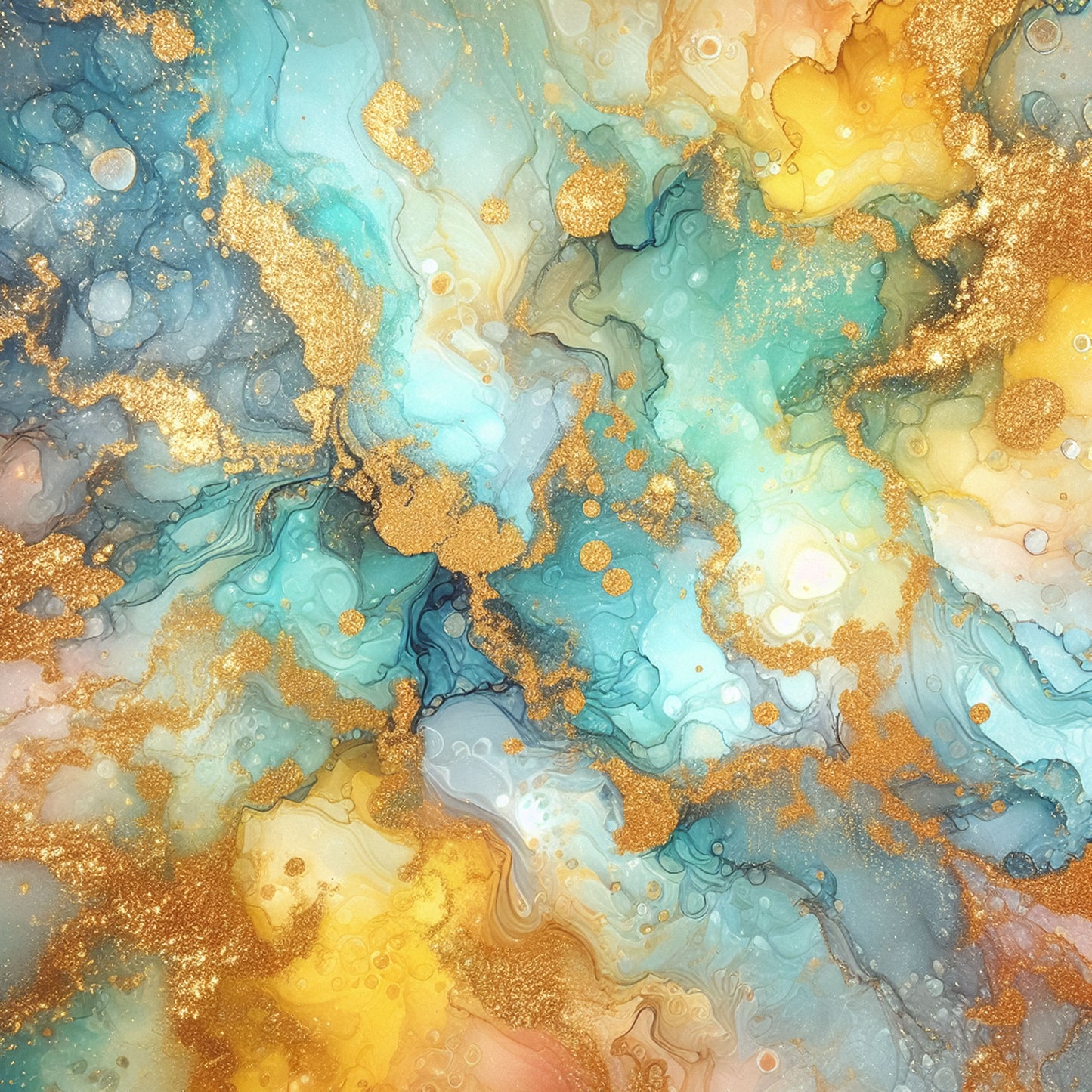 YELLOW AND AQUA ALCOHOL INK PATTERN VINYL - MULTIPLE VARIATIONS