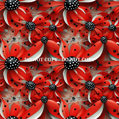 LADYBUG FLOWERS PATTERN VINYL - MULTIPLE VARIATIONS