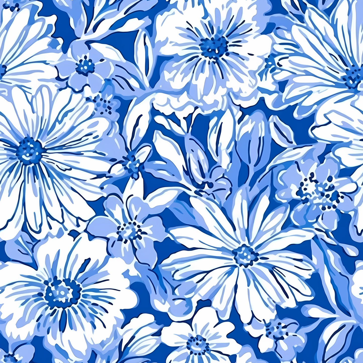 PREPPY WHITE AND BLUE FLORAL - MULTIPLE VARIATIONS