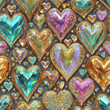 JEWEL HEARTS PATTERN VINYL - MULTIPLE VARIATIONS