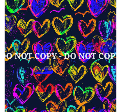 NEON GRAFFITI HEARTS PATTERN VINYL - MULTIPLE VARIATIONS