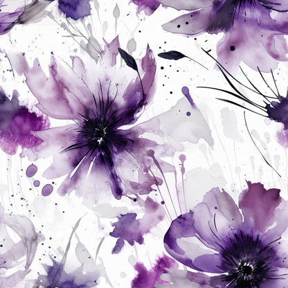 PURPLE WATERCOLOR FLOWERS VINYL - MULTIPLE VARIATIONS