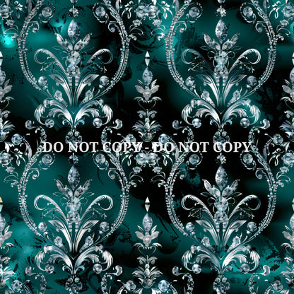 TEAL JEWELED DAMASK - MULTIPLE VARIATIONS