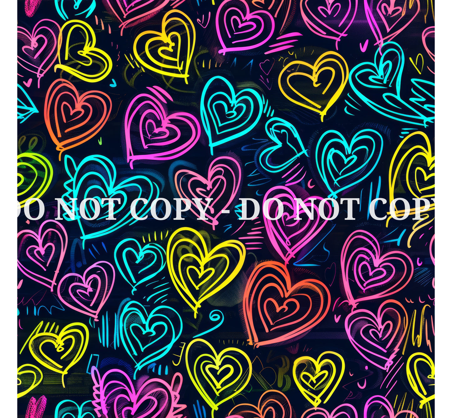 NEON GRAFFITI HEARTS PATTERN VINYL - MULTIPLE VARIATIONS