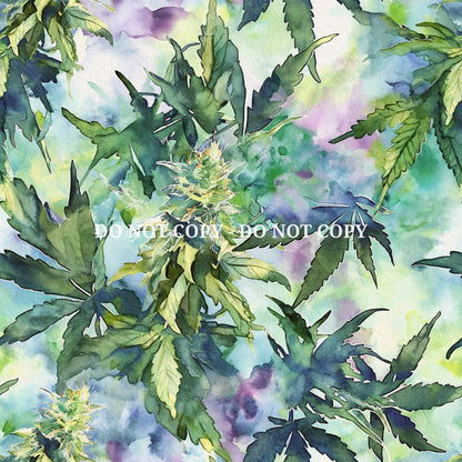 CANNABIS WATERCOLOR PATTERN VINYL - MULTIPLE VARIATIONS