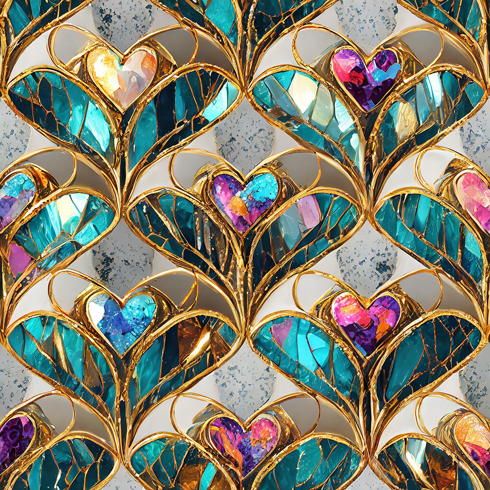 JEWEL HEARTS PATTERN VINYL - MULTIPLE VARIATIONS