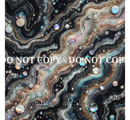 JEWELED BLACK HOLO AGATE PATTERN VINYL - MULTIPLE VARIATIONS