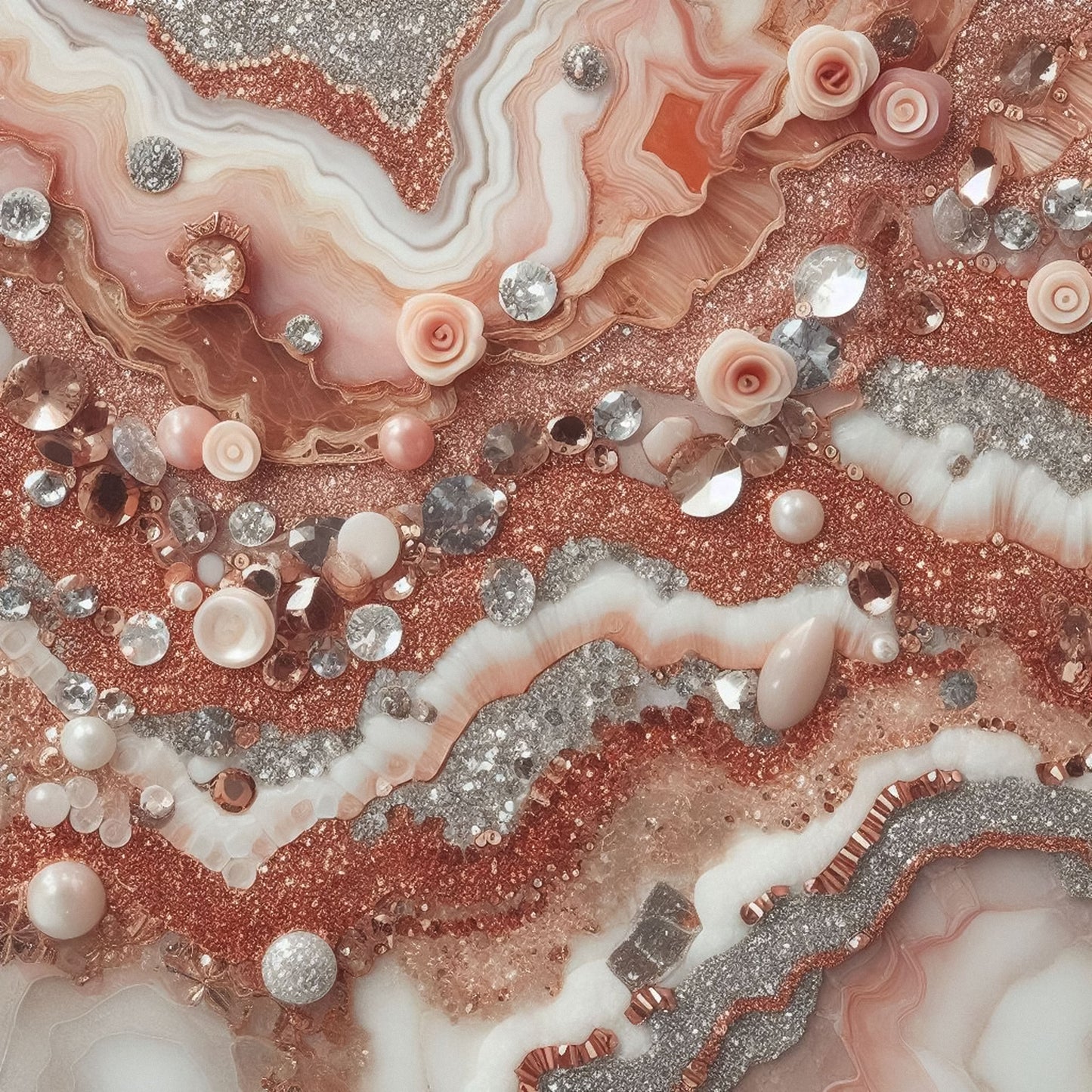 JEWELED ROSE GOLD AGATE PATTERN VINYL - MULTIPLE VARIATIONS