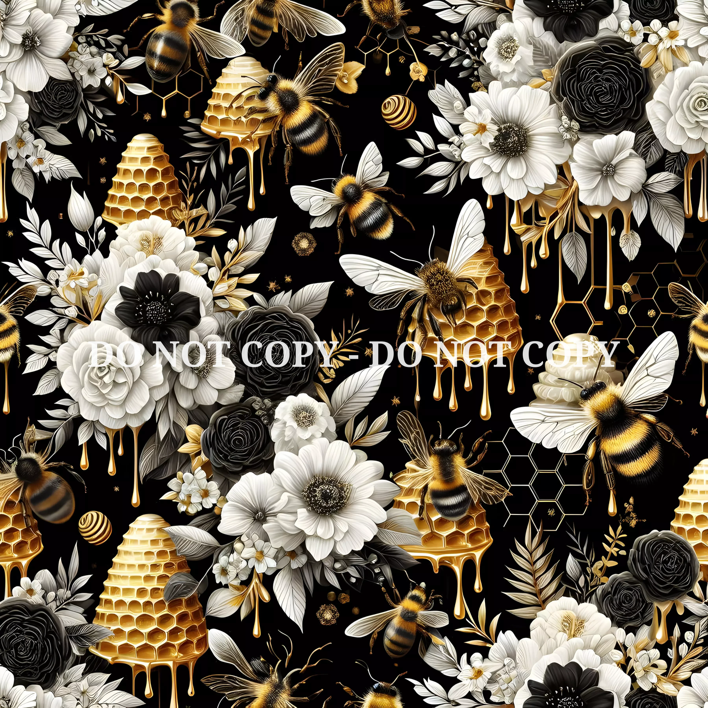 FLORAL BEES 2 PATTERN VINYL - MULTIPLE VARIATIONS - ELLIES CRAFTY CO DESIGN