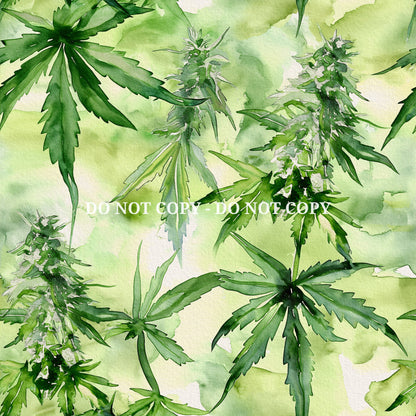 CANNABIS WATERCOLOR PATTERN VINYL - MULTIPLE VARIATIONS