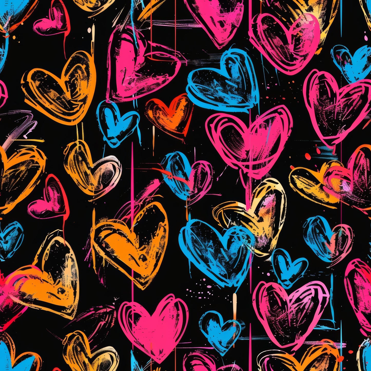 NEON GRAFFITI HEARTS PATTERN VINYL - MULTIPLE VARIATIONS