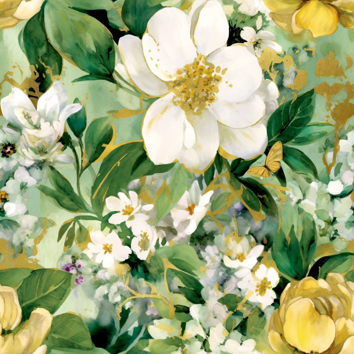 GREEN FLORAL PAINT - MULTIPLE VARIATIONS