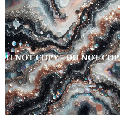 JEWELED BLACK HOLO AGATE PATTERN VINYL - MULTIPLE VARIATIONS