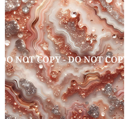 JEWELED ROSE GOLD AGATE PATTERN VINYL - MULTIPLE VARIATIONS