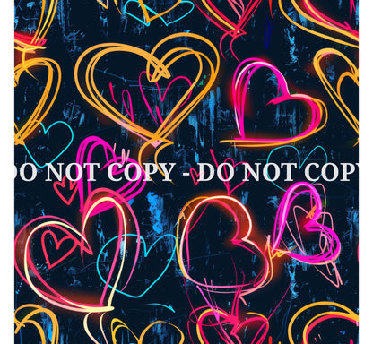 NEON GRAFFITI HEARTS PATTERN VINYL - MULTIPLE VARIATIONS