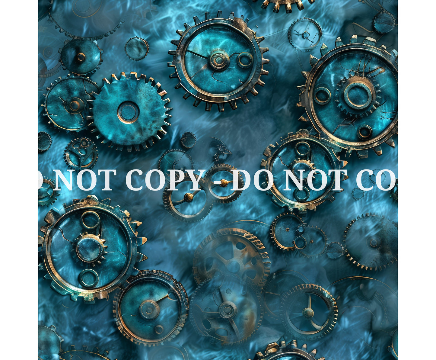 BLUE JEWELED STEAMPUNK PATTERN VINYL - MULTIPLE VARIATIONS