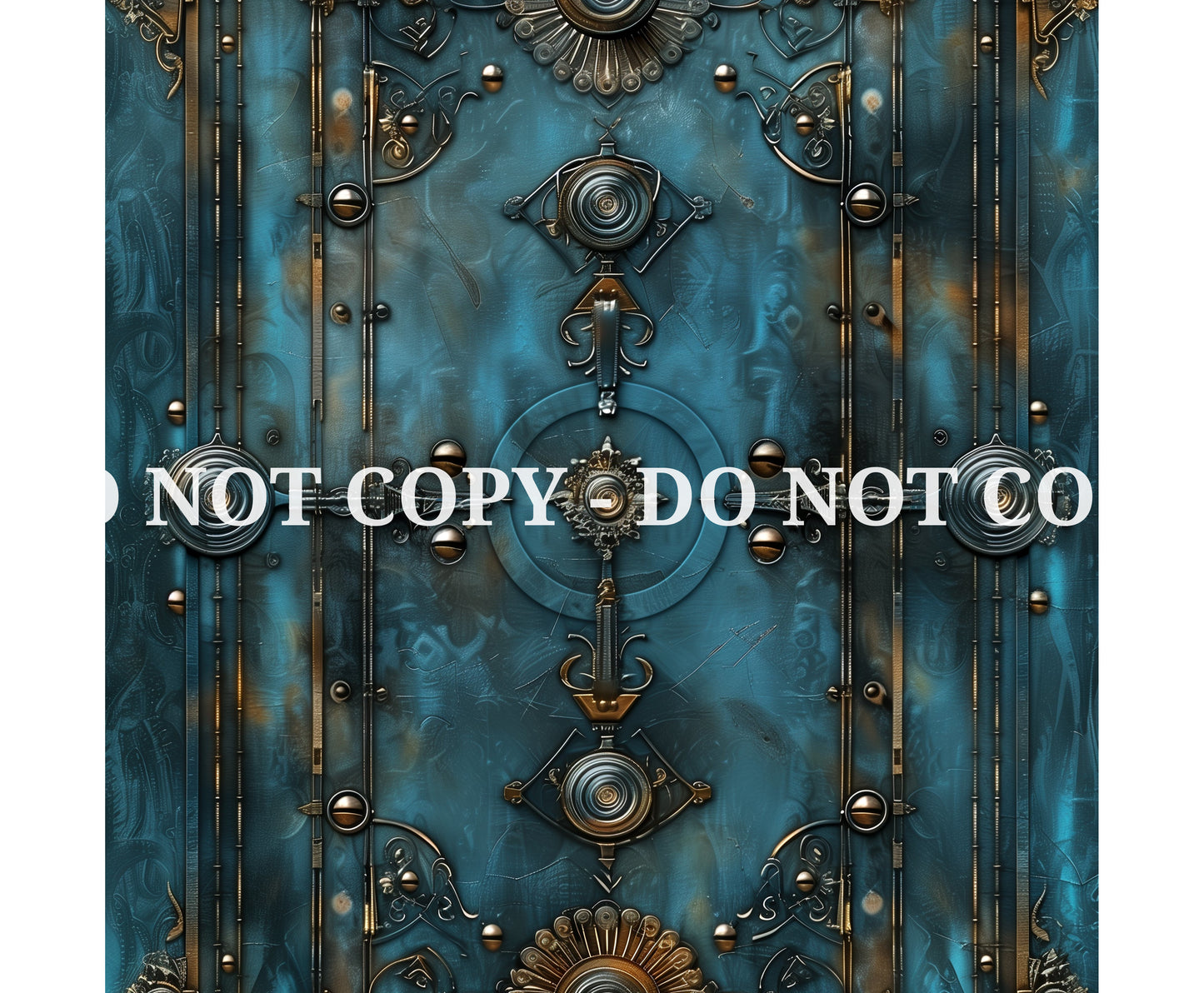 BLUE JEWELED STEAMPUNK PATTERN VINYL - MULTIPLE VARIATIONS