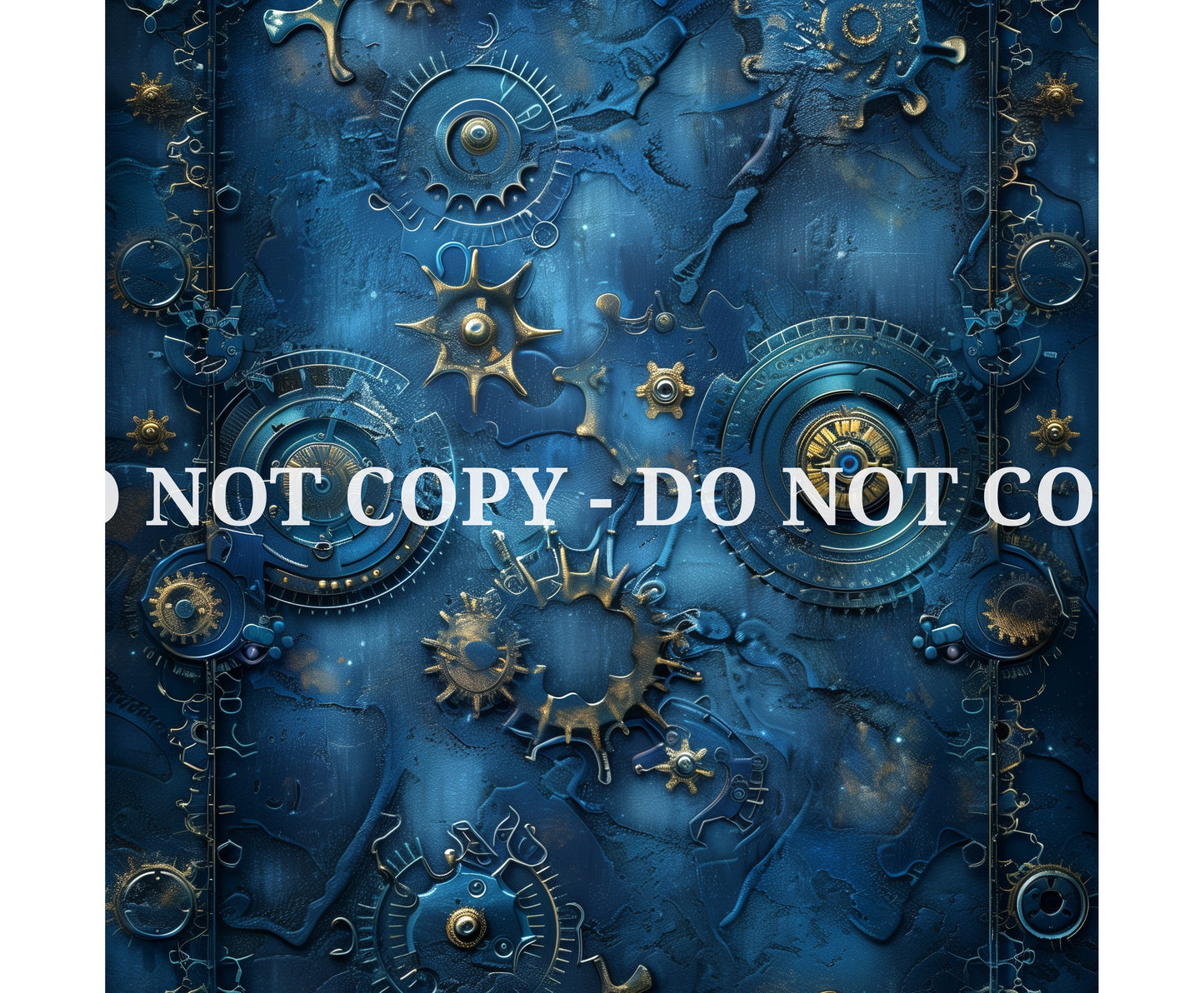 BLUE JEWELED STEAMPUNK PATTERN VINYL - MULTIPLE VARIATIONS