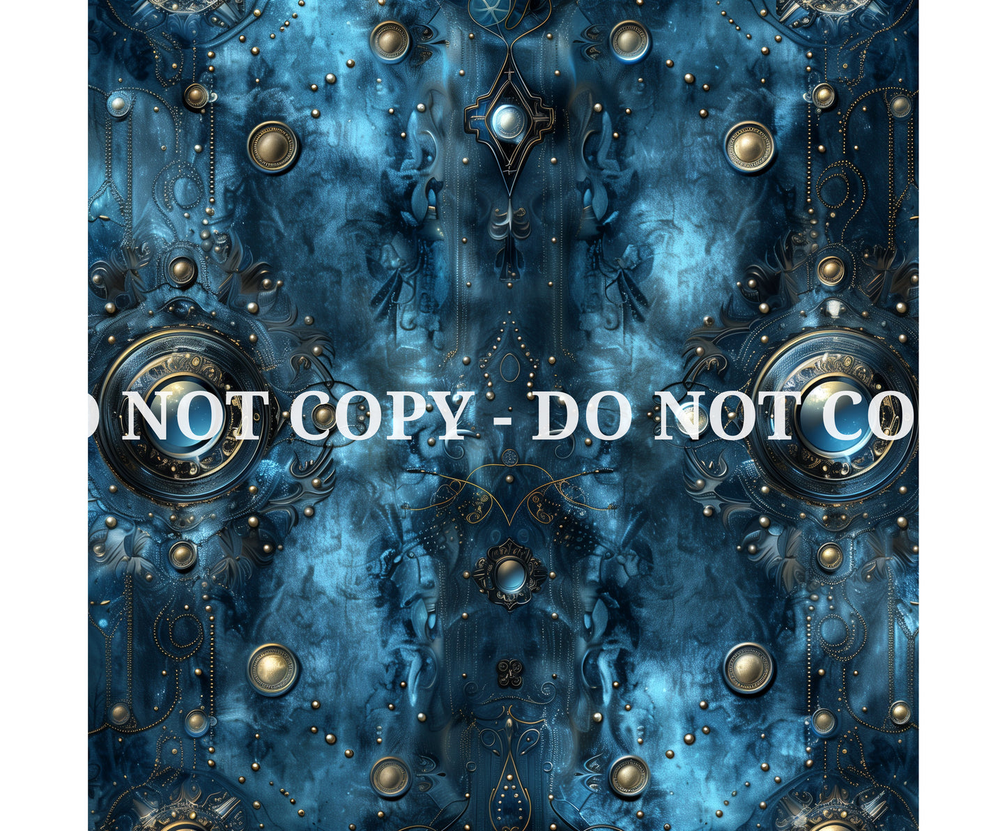 BLUE JEWELED STEAMPUNK PATTERN VINYL - MULTIPLE VARIATIONS