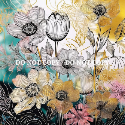 GOLDEN FINE LINE FLORAL PATTERN VINYL - MULTIPLE VARIATIONS