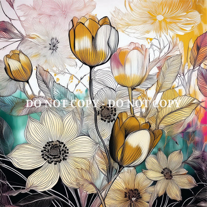 GOLDEN FINE LINE FLORAL PATTERN VINYL - MULTIPLE VARIATIONS