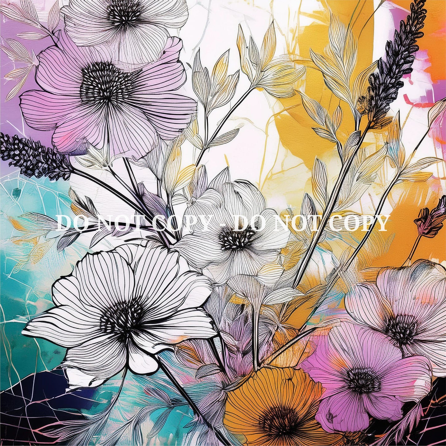 GOLDEN FINE LINE FLORAL PATTERN VINYL - MULTIPLE VARIATIONS