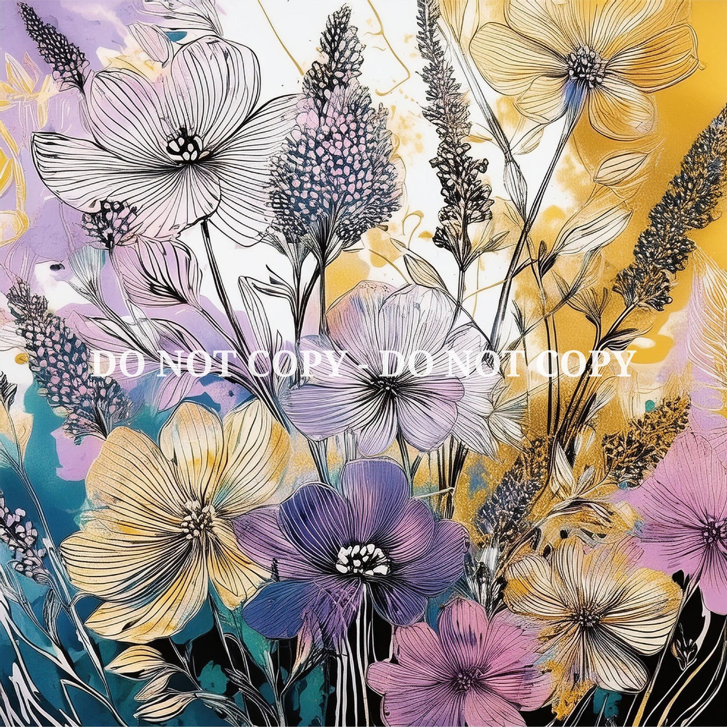 GOLDEN FINE LINE FLORAL PATTERN VINYL - MULTIPLE VARIATIONS