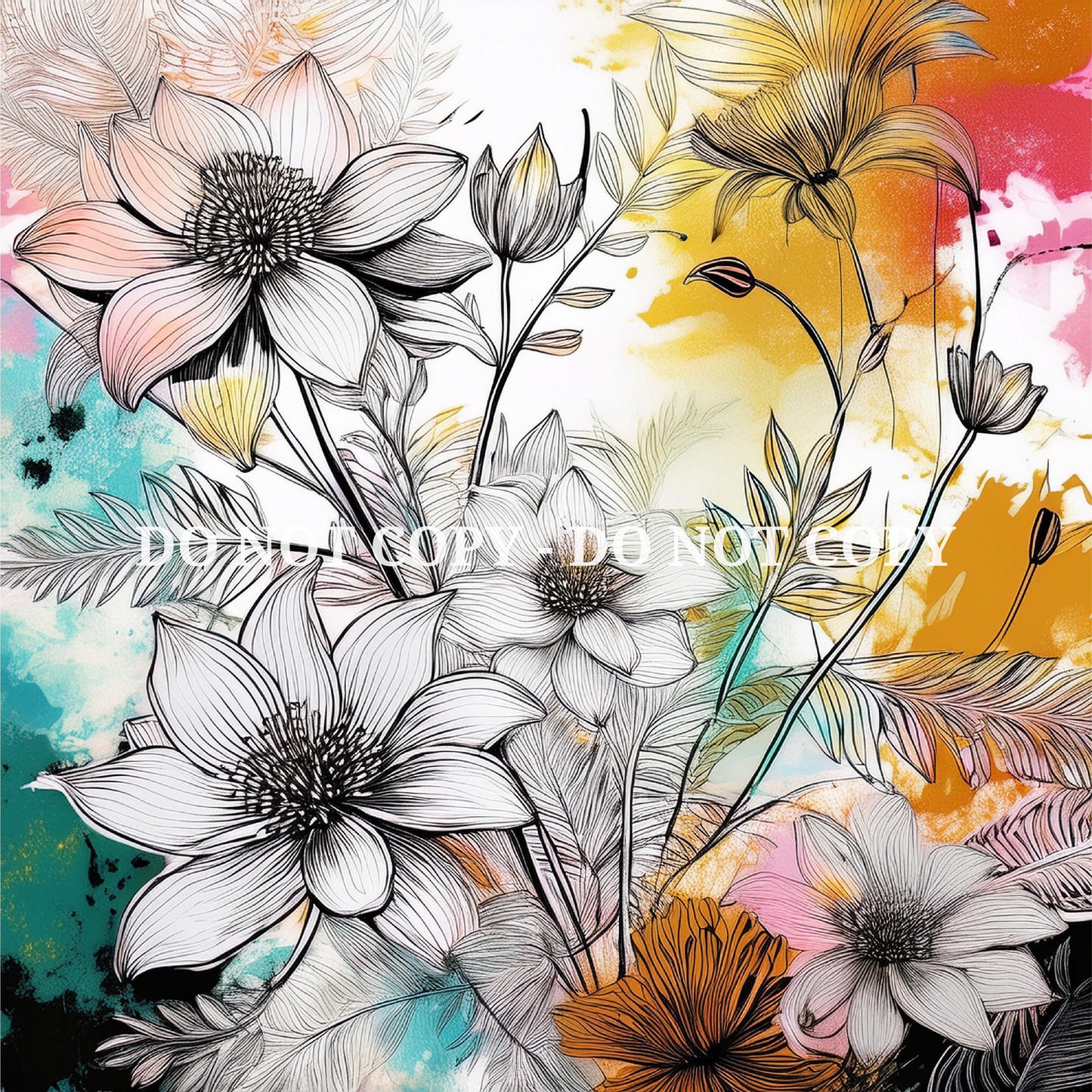 GOLDEN FINE LINE FLORAL PATTERN VINYL - MULTIPLE VARIATIONS