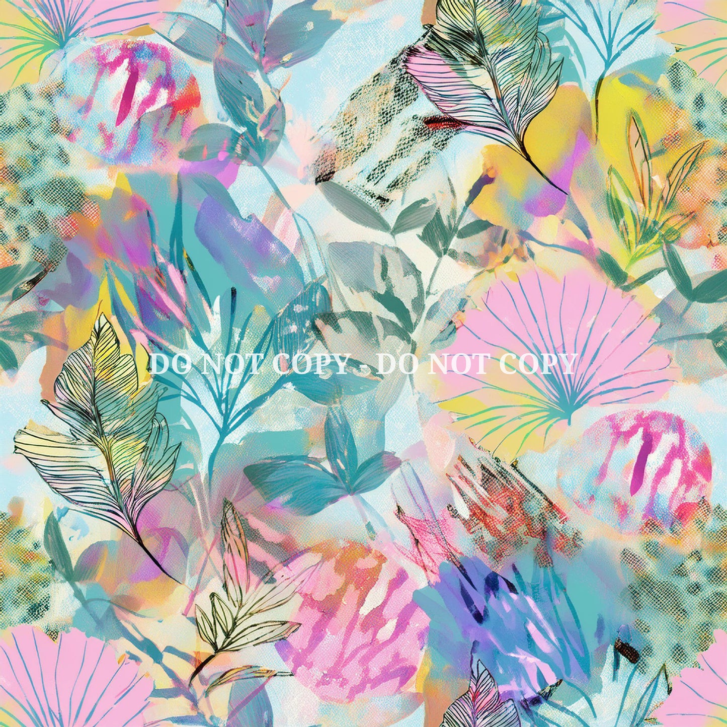 ABSTRACT WATERCOLOR FLORALS PATTERN VINYL - MULTIPLE VARIATIONS