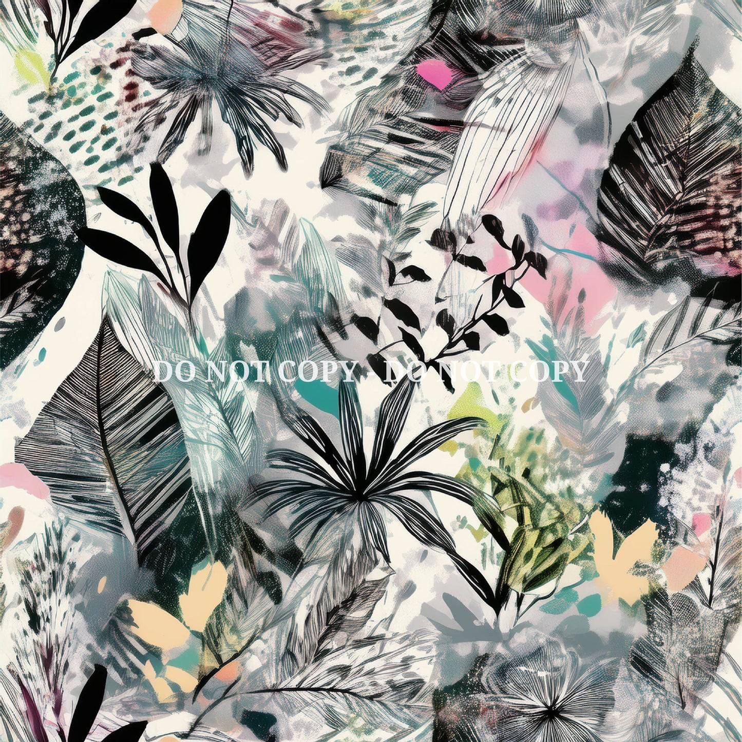 ABSTRACT WATERCOLOR FLORALS PATTERN VINYL - MULTIPLE VARIATIONS