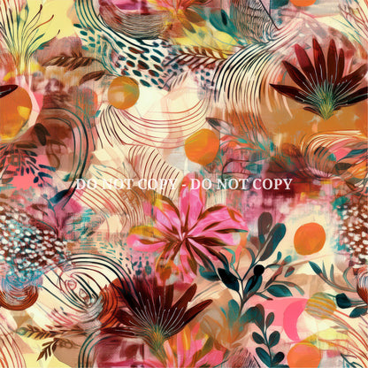 ABSTRACT WATERCOLOR FLORALS PATTERN VINYL - MULTIPLE VARIATIONS