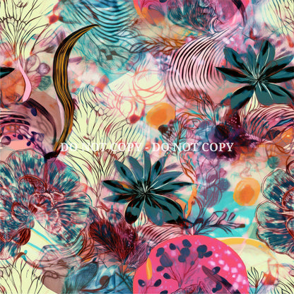 ABSTRACT WATERCOLOR FLORALS PATTERN VINYL - MULTIPLE VARIATIONS