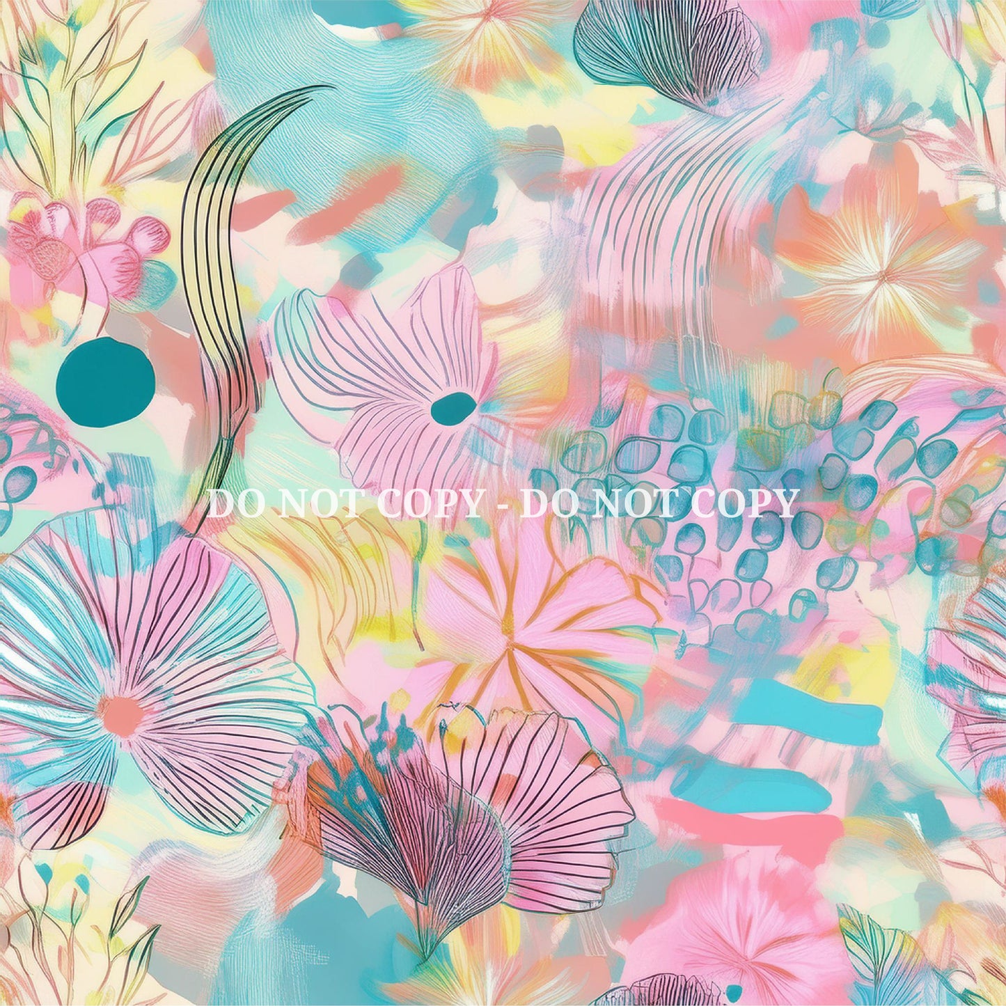 ABSTRACT WATERCOLOR FLORALS PATTERN VINYL - MULTIPLE VARIATIONS