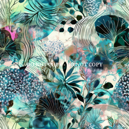 ABSTRACT WATERCOLOR FLORALS PATTERN VINYL - MULTIPLE VARIATIONS