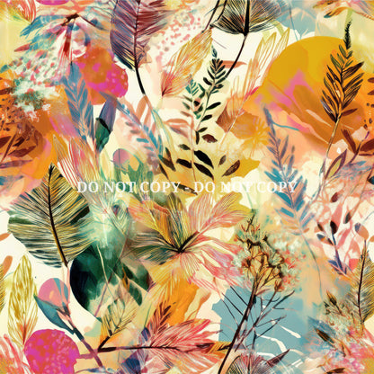 ABSTRACT WATERCOLOR FLORALS PATTERN VINYL - MULTIPLE VARIATIONS