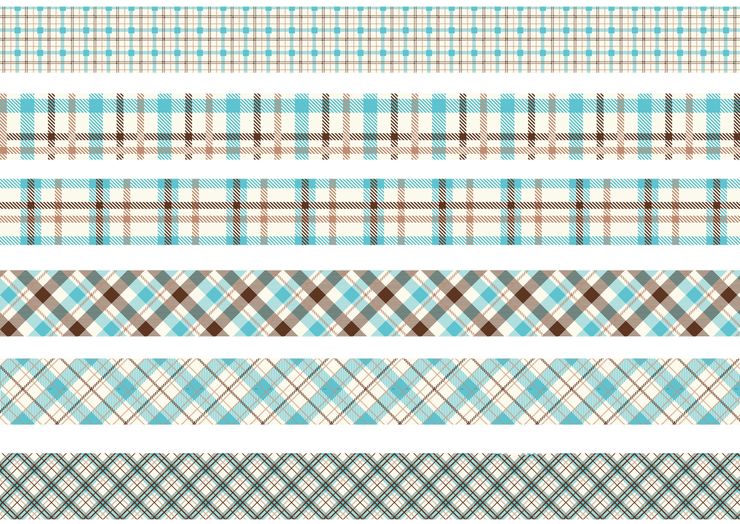 AQUA BROWN AND TAN TARTAN STRIPES - SOUTHWESTERN CHRISTMAS - FLAIR SHEET - PINE AND FEATHERS DESIGN