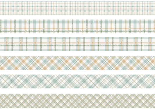 AQUA GREEN AND GOLD TARTAN STRIPES - FLAIR SHEET - PINE AND FEATHERS DESIGN