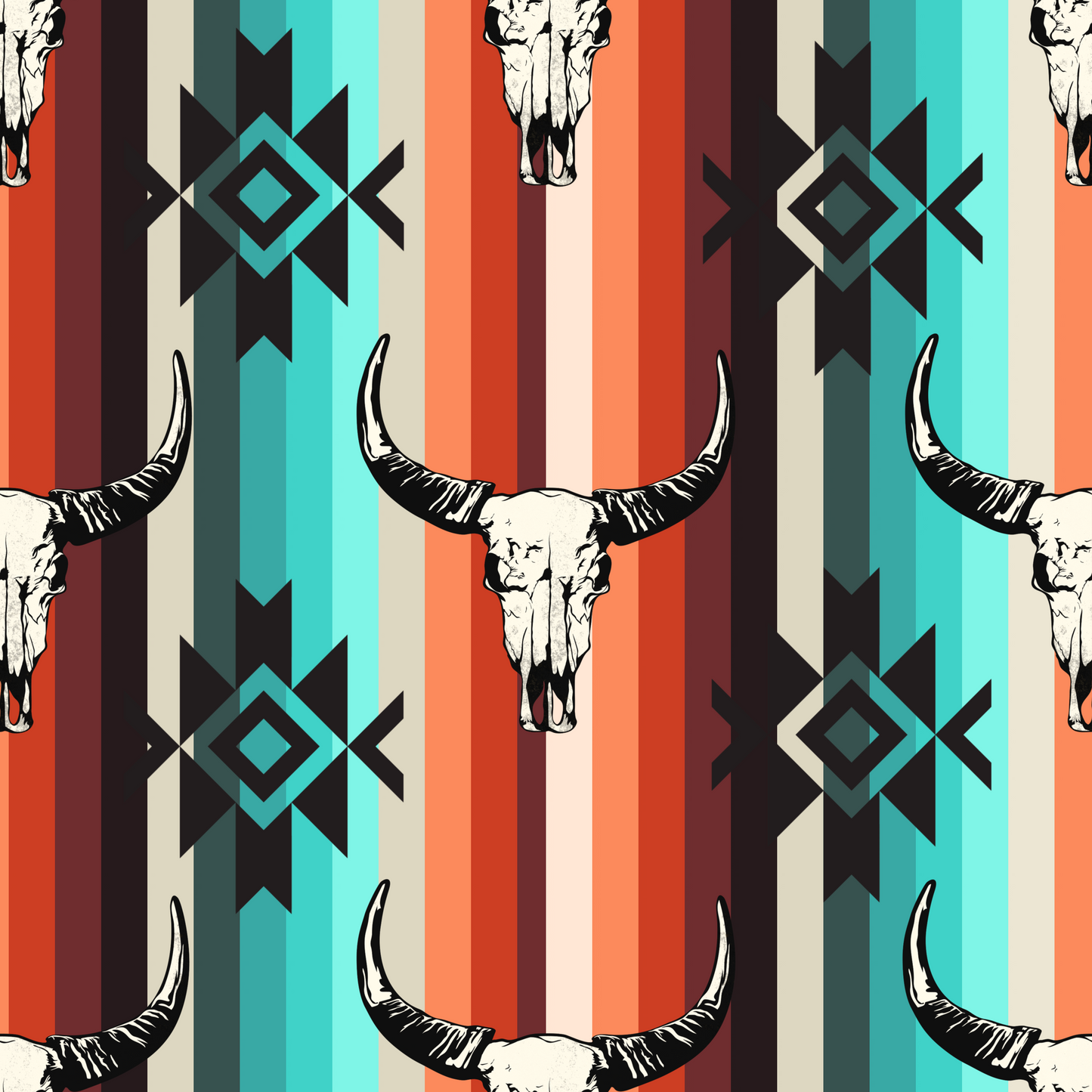 AZTEC BULL SKULL  - PATTERN VINYL